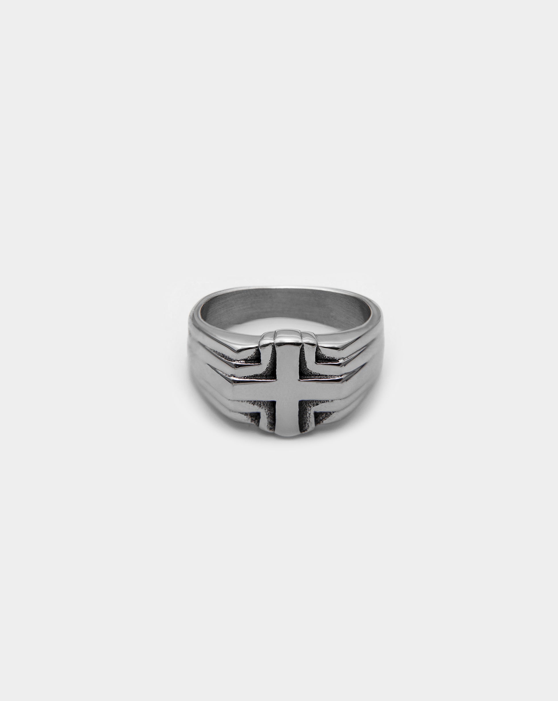 Silver Cross Ring front Acardi