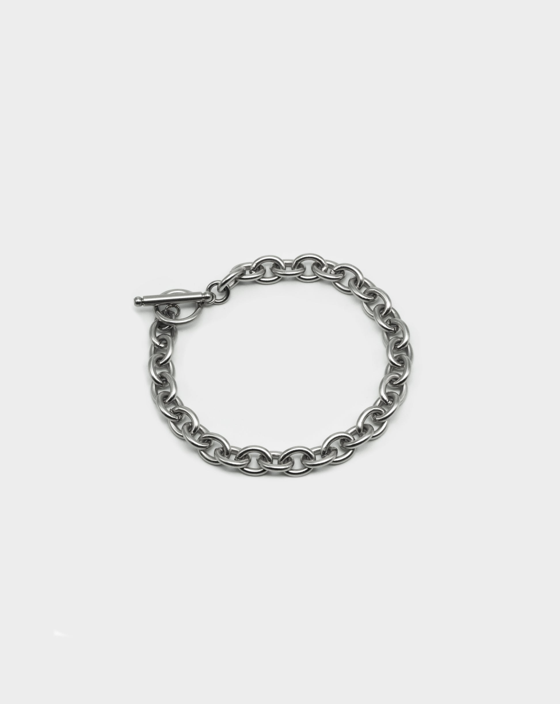 Men's Silver Loop Chain Bracelet Front Acardi