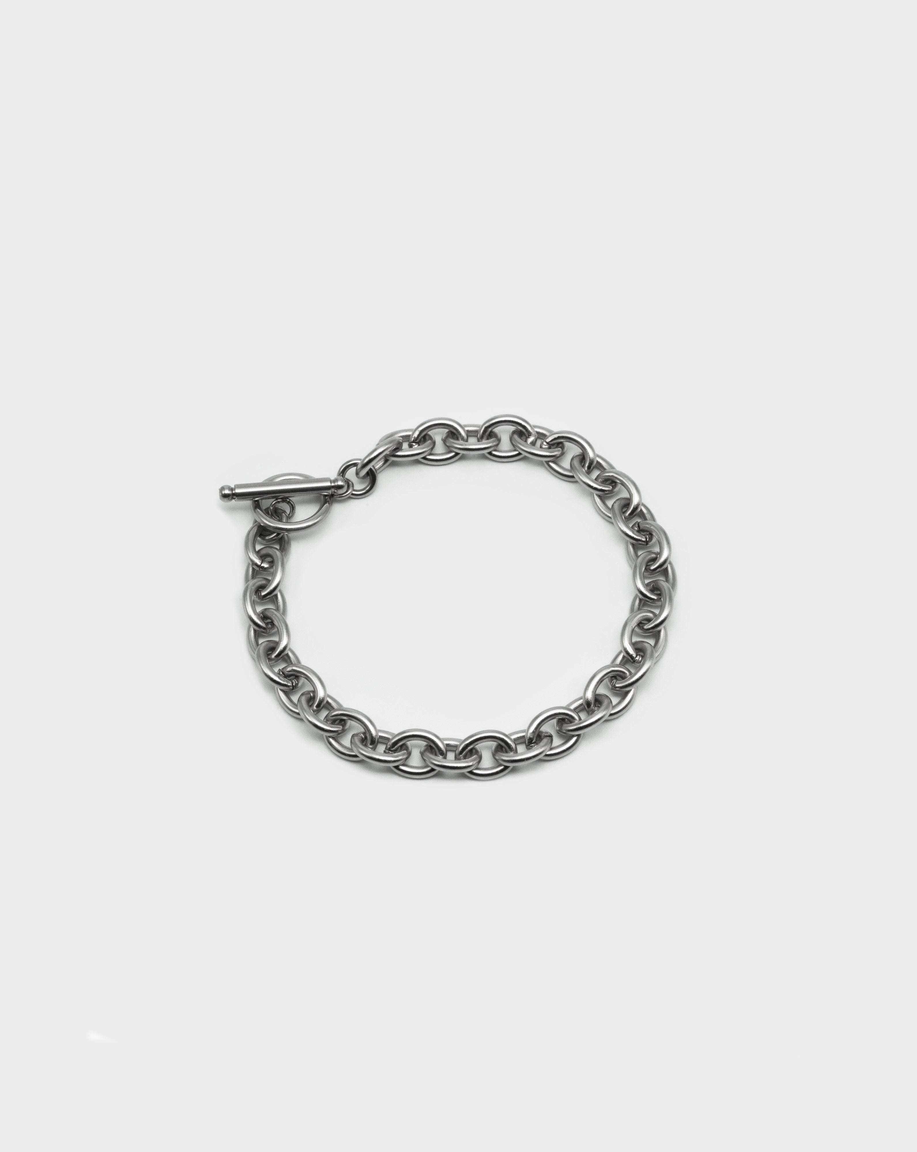 Men's Silver Loop Chain Bracelet Front Acardi