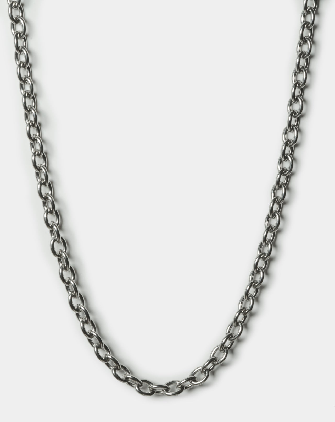 Men's Silver Loop Chain Necklace Front Acardi